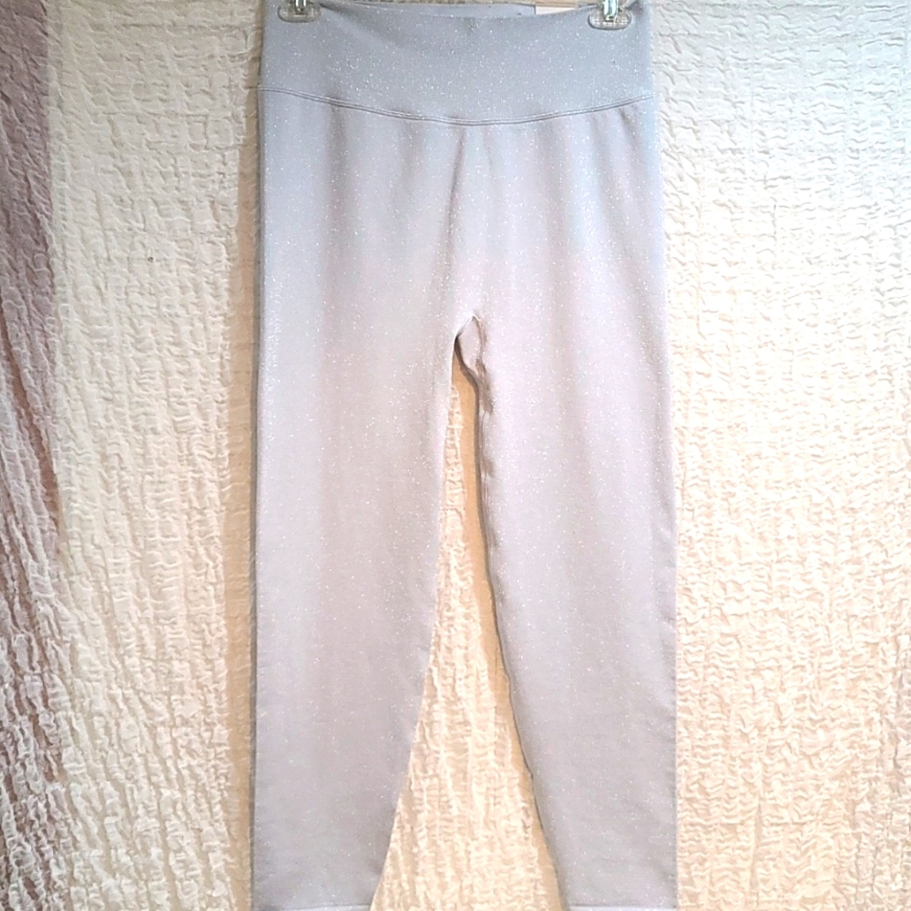 Victoria's Secret Light Gray Silver Shimmer Leggings NWT